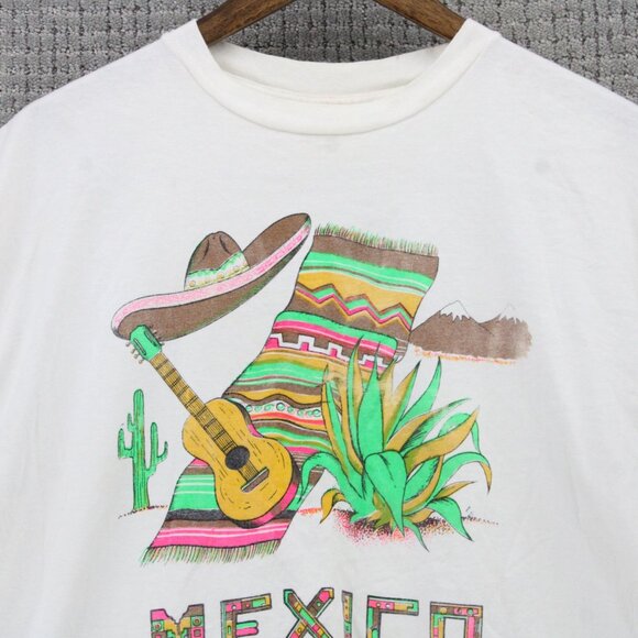 Vintage Lobo Shirt Men XL White Short Sleeve Mexico Nogales Graphic Logo Art 90s - Picture 5 of 9